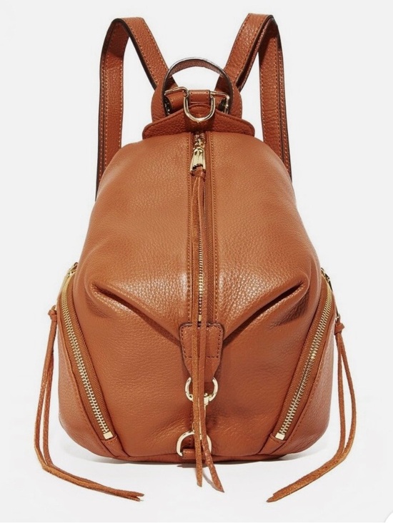 Rebecca Minkoff Julian Medium Leather Backpack Caramello Brown Pebbled main image 11